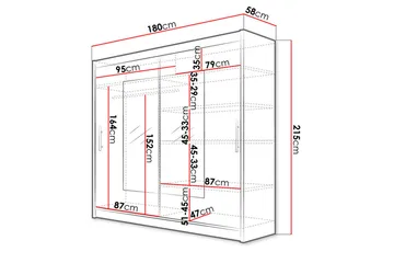 Prag Garderob Skjutdörrar Smal Fyrkantig Spegel - Beige/Trä/Natur - Products - Förvaring - Garderober & garderobssystem