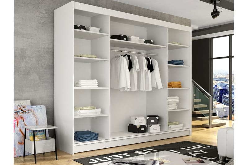 Sia Garderob med Spegel 250x215 cm - Beige - Products - Förvaring - Garderober & garderobssystem