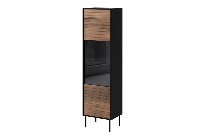 Belonger Smalt Vitrinskåp 40 cm djup 53 cm bred 182 cm hög Mörkt Trä Glas - Svart/Valnöt - Products - Förvaring - Skåp - Vitrinskåp