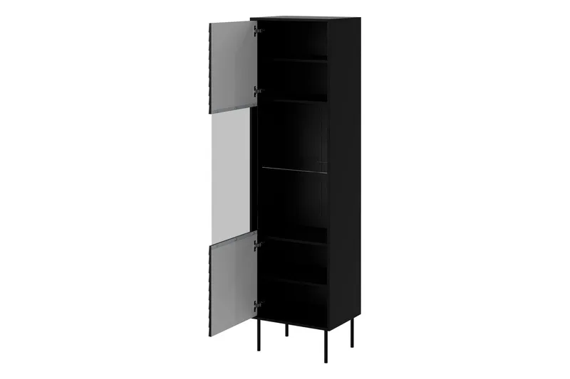 Belonger Smalt Vitrinskåp 40 cm djup 53 cm bred 182 cm hög Mörkt Trä Glas - Svart/Valnöt - Products - Förvaring - Skåp - Vitrinskåp