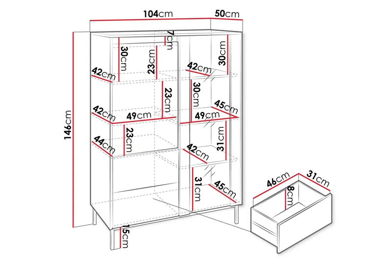 Bjurholm Vitrinskåp 104x146 cm - Vit - Products - Förvaring - Skåp - Vitrinskåp
