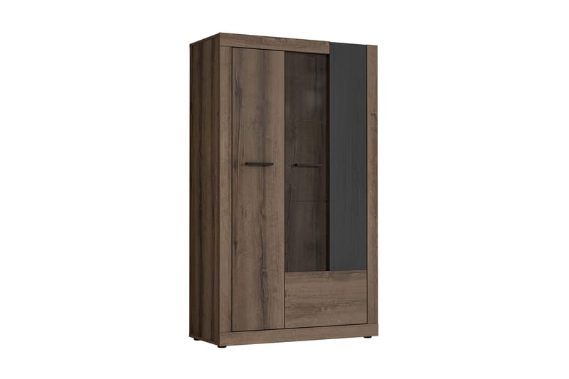 Elhovo Vitrinskåp 41,3 cm djup 93,1 cm bred 158,5 cm hög Mörkt Trä, Brun