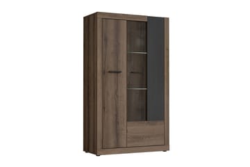 Elhovo Vitrinskåp 41,3 cm djup 93,1 cm bred 158,5 cm hög Mörkt Trä - Brun - Products - Förvaring - Skåp - Vitrinskåp