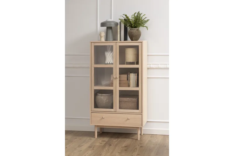 Salama Vitrinskåp 40 cm djup 80 cm bred 144,8 cm hög Trä - Vit - Products - Förvaring - Skåp - Vitrinskåp