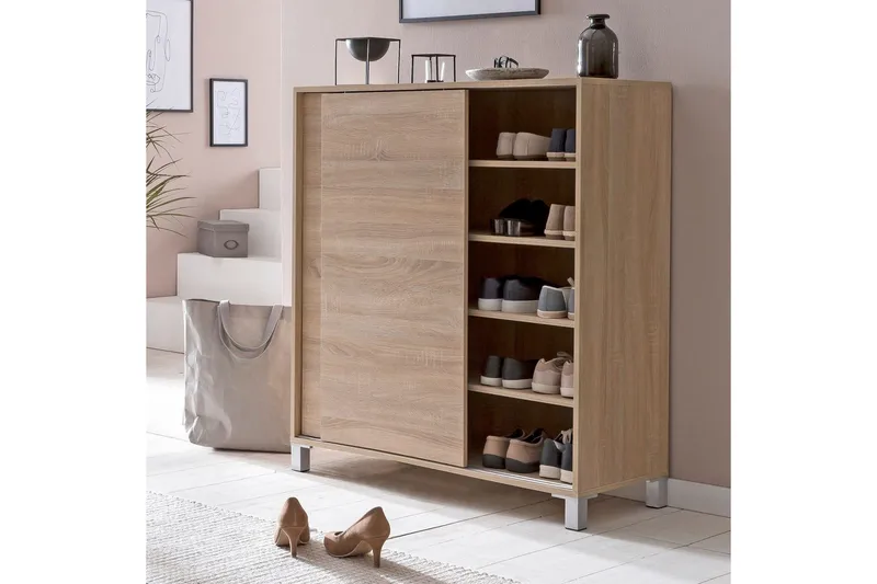 Skoskåp Wohnling melaminbelagd MDF, skjutdörrar, för 20 par Sonoma - Sonoma - Products - Förvaring - Skåp - Förvaringsskåp