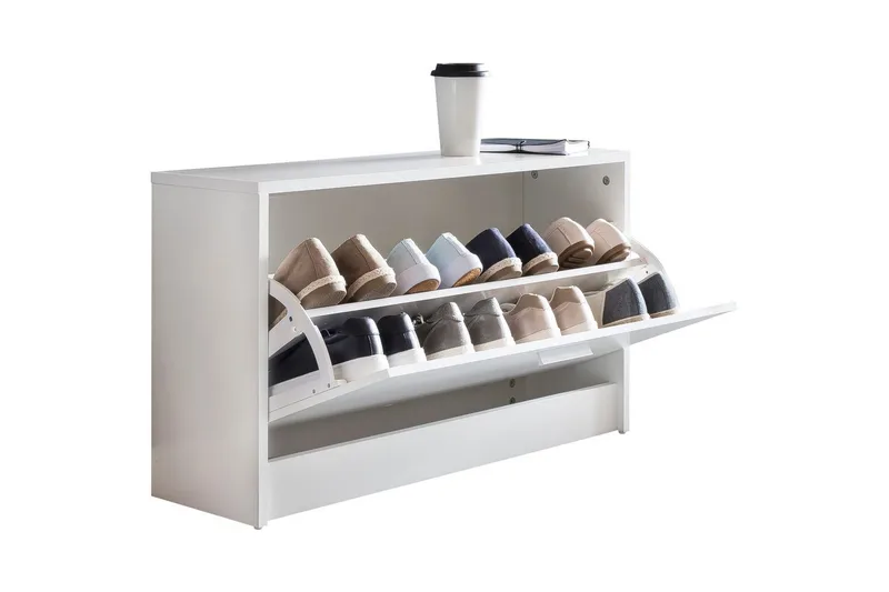 Skoskåp Wohnling SPLIT med fällbara fack, foliebelagd spånskiva Vit, Vit