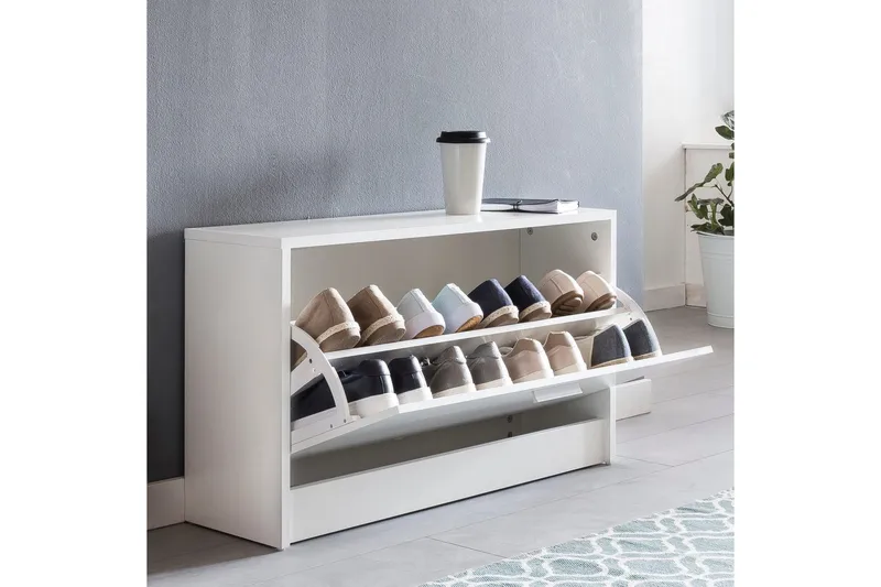 Skoskåp Wohnling SPLIT med fällbara fack, foliebelagd spånskiva Vit - Vit - Products - Förvaring - Skåp - Förvaringsskåp