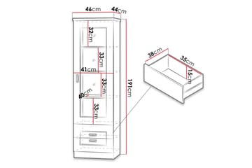 Tadeusz Smalt Vitrinskåp 44 cm djup 46 cm bred 191 cm hög Trä - Brun - Products - Förvaring - Skåp - Vitrinskåp