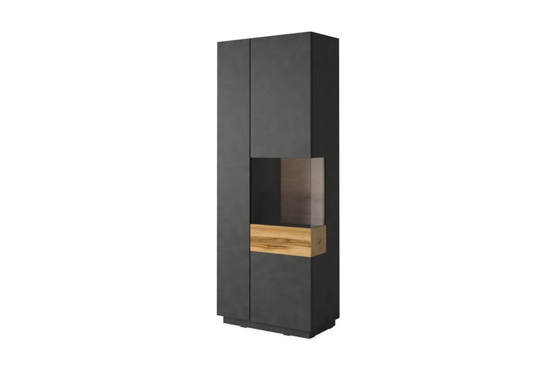 Tomeka Vitrinskåp 40 cm djup 80 cm bred 207 cm hög Mörkt Trä Hylla Höger, Trä