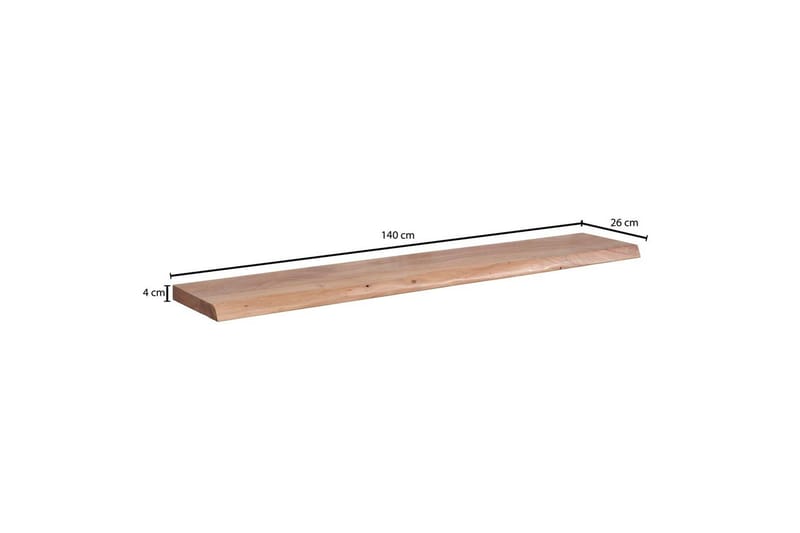 Vägghylla Wohnling träkant, massivt trä, flytande hylla, lantlig stil 140 cm - 140 cm - Products - Förvaring - Småförvaring - Väggförvaring