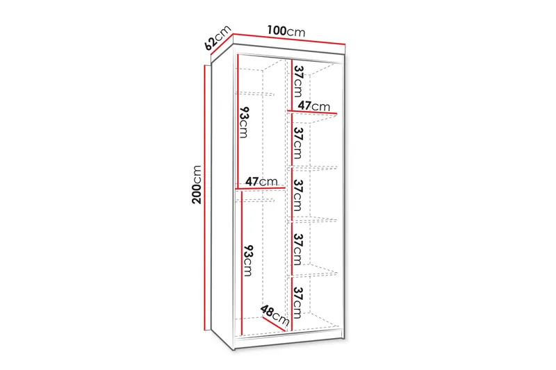 Tallmo Garderob m. Spegel 100x200 cm - Products - Förvaring - Garderober & garderobssystem