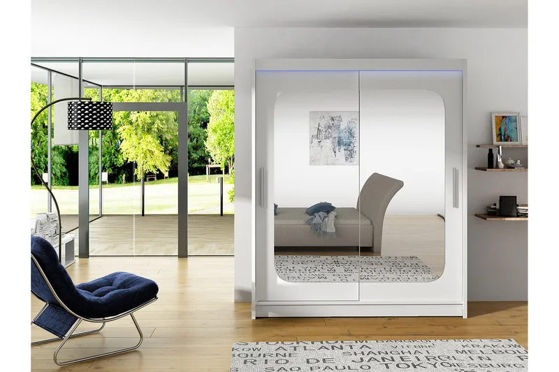 Westa Garderob 150x58x200 cm LED-belysning - Vit - Products - Förvaring - Garderober & garderobssystem