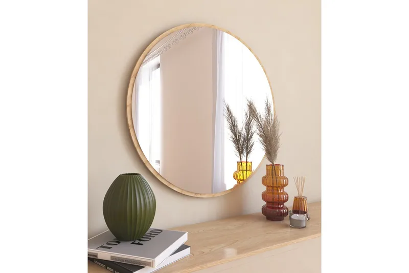 Buhem Spegel 60 cm Rund, Trä/Natur