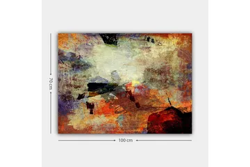 Canvastavla 70x100 cm - Abstrakt komposition med dynamiska färgfält som skapar en känsla av rörelse och djup - Röd / Orange / Grön - Products - Inredning - Tavlor & posters - Canvastavla