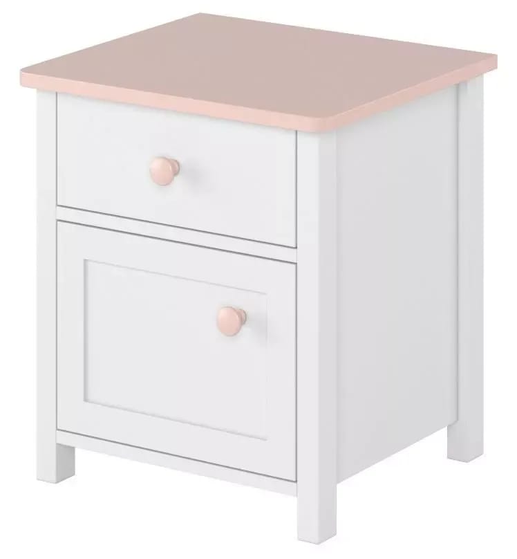 Stephany sängbord - Vit/rosa, vit/rosa