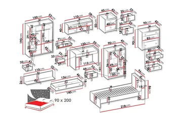 Rathmore Möbelset För Barnrum - Grå - Products - Möbler - Barnmöbler - Barnmöbelset