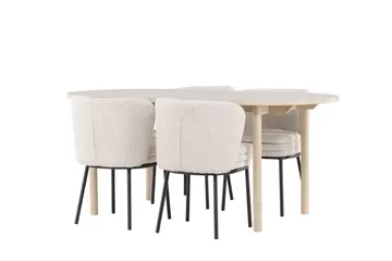 Andy Matgrupp 180 cm Oval med 4 Agnes stolar - Whitewash/Vit - Products - Möbler - Bord & matgrupp - Matgrupp