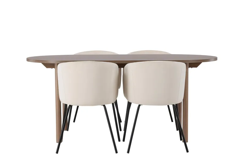Andy Matgrupp 180 cm Oval med 4 Berit stolar, Beige