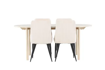 Andy Matgrupp 180 cm Oval med 4 Leone stolar - Whitewash/Beige - Products - Möbler - Bord & matgrupp - Matgrupp