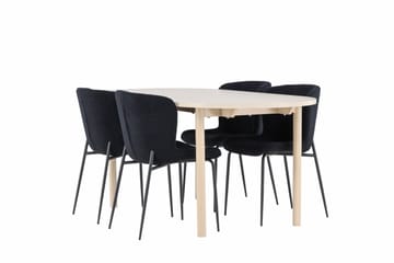 Andy Matgrupp 180 cm Oval med 4 Modesto stolar - Whitewash/Svart - Products - Möbler - Bord & matgrupp - Matgrupp