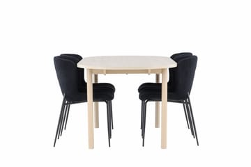Andy Matgrupp 180 cm Oval med 4 Modesto stolar - Whitewash/Svart - Products - Möbler - Bord & matgrupp - Matgrupp
