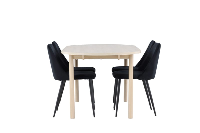 Andy Matgrupp 180 cm Oval med 4 Night stolar - Whitewash/Svart - Products - Möbler - Bord & matgrupp - Matgrupp
