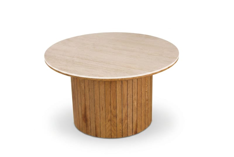 Arvo Soffbord Rund 80c m Travertin - Ek - Products - Möbler - Bord & matgrupp - Soffbord