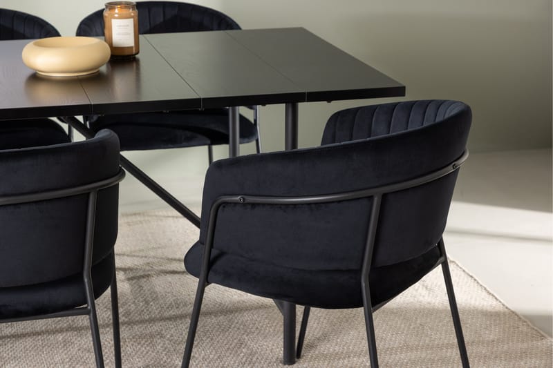 Astrid Matgrupp 200 cm Rektangulär med 6 Selma Stolar - Svart - Products - Möbler - Bord & matgrupp - Matgrupp