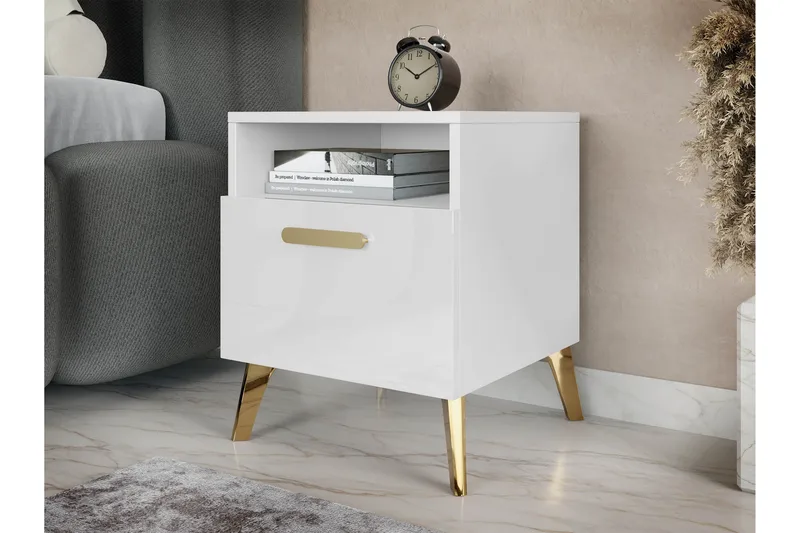 Akihiko Sängbord 40 cm - Vit - Products - Möbler - Bord & matgrupp - Avlastningsbord & sidobord - Sängbord & nattduksbord