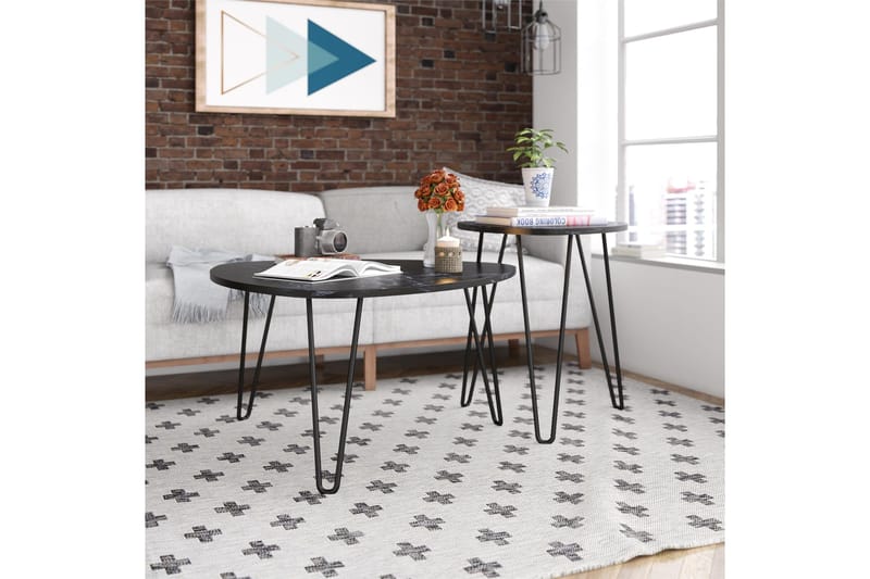 Athena Satsbord Svart/Marmormönster - Novogratz - Products - Möbler - Bord & matgrupp - Avlastningsbord & sidobord - Satsbord