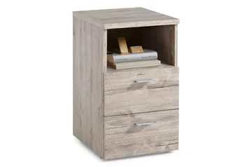 Colima Sängbord 35 cm med Förvaring 2 Lådor + Hylla - Grå/Natur - Products - Möbler - Bord & matgrupp - Avlastningsbord & sidobord - Sängbord & nattduksbord