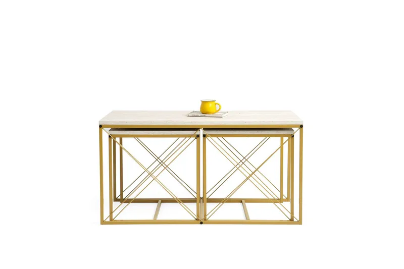 Defneia Soffbord 100 cm - Guld/Marmor - Products - Möbler - Bord & matgrupp - Avlastningsbord & sidobord - Satsbord