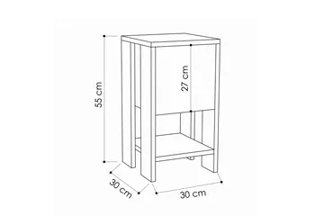 Homitis Sängbord 30 cm med Förvaring Hylla + Lucka - Vit - Products - Möbler - Bord & matgrupp - Avlastningsbord & sidobord - Sängbord & nattduksbord
