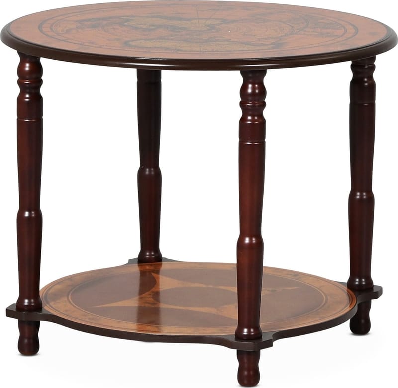 Lampbord i valnöt med världskarta Ø60 cm - Valnöt - Products - Möbler - Bord & matgrupp - Avlastningsbord & sidobord - Brickbord & småbord