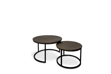 Portland Satsbord 75 cm Runt i massivt trä - Mörkbrun/Svart - Products - Möbler - Bord & matgrupp - Avlastningsbord & sidobord - Satsbord