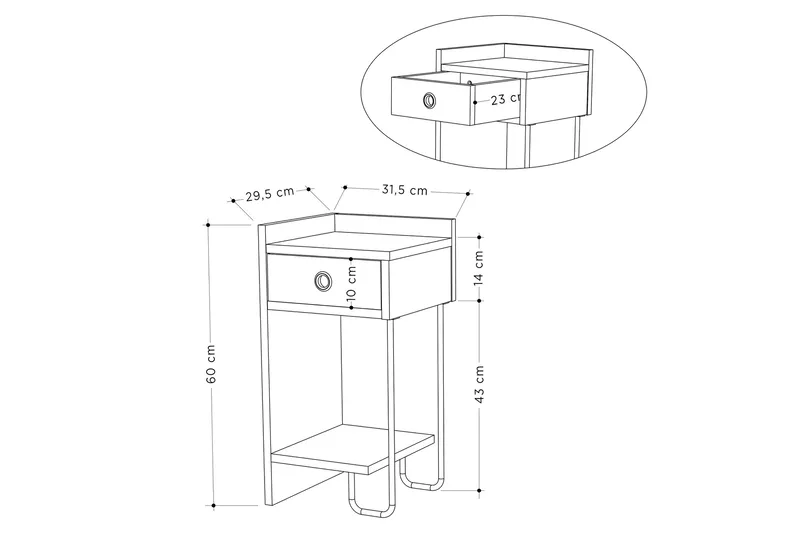 Sirius Sängbord 32x30 cm Vit - Hanah Home - Products - Möbler - Bord & matgrupp - Avlastningsbord & sidobord - Sängbord & nattduksbord