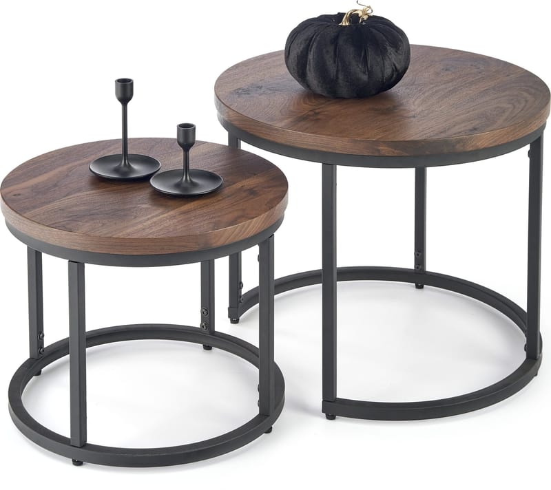 Satsbord valnöt/svart Ø43/53 cm - Tore, Valnöt/svart