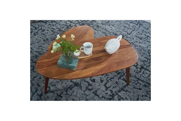 Satsbord Wohnling Set om 2 njurformad, massivt trä, träben, lantstil mörkbrun - mörkbrun - Products - Möbler - Bord & matgrupp - Avlastningsbord & sidobord - Satsbord