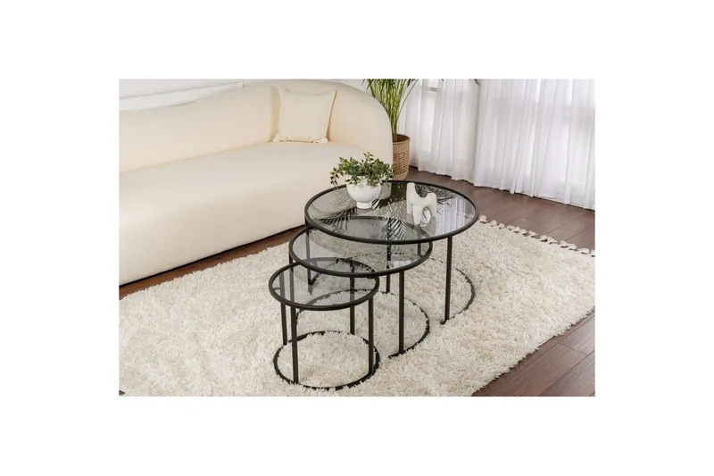 Soffbordset 3 delar Rikiya Svart Grå - Svart Grå - Products - Möbler - Bord & matgrupp - Avlastningsbord & sidobord - Satsbord