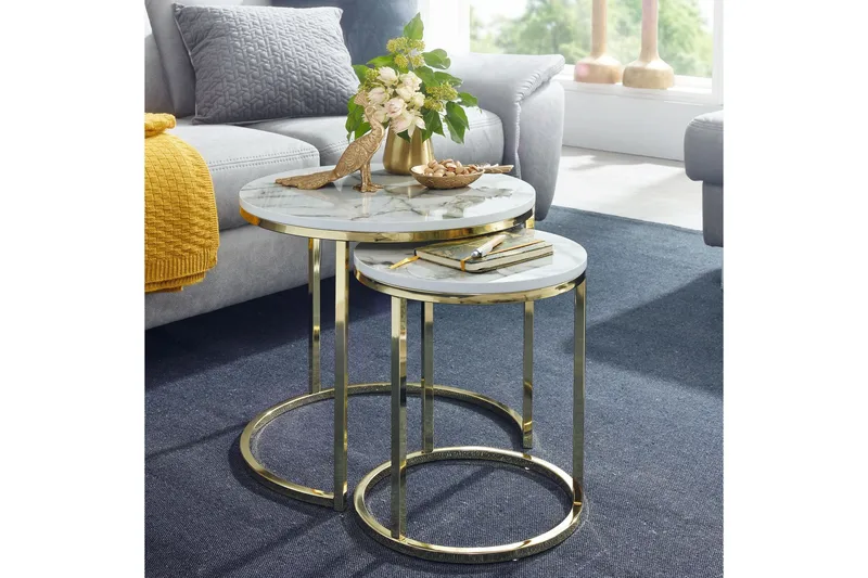 Willowdale Satsbord 80 cm Runt - Vit/Grå - Products - Möbler - Bord & matgrupp - Avlastningsbord & sidobord - Satsbord