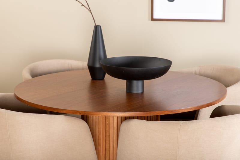 Bianca Matgrupp 110 cm Rund med 4 Berit stolar - Beige - Products - Möbler - Bord & matgrupp - Matgrupp