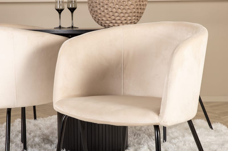 Bianca Matgrupp 110 cm Rund med 4 Berit stolar - Beige - Products - Möbler - Bord & matgrupp - Matgrupp