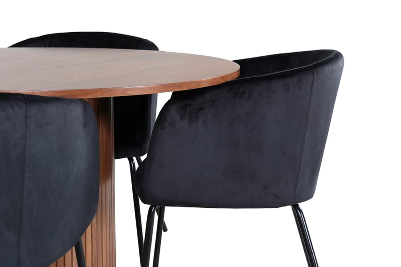 Bianca Matgrupp 110 cm Rund med 4 Berit stolar - Svart - Products - Möbler - Bord & matgrupp - Matgrupp