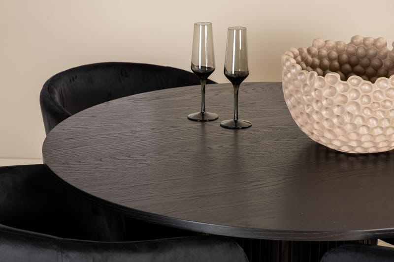 Bianca Matgrupp 110 cm Rund med 4 Berit stolar - Svart - Products - Möbler - Bord & matgrupp - Matgrupp