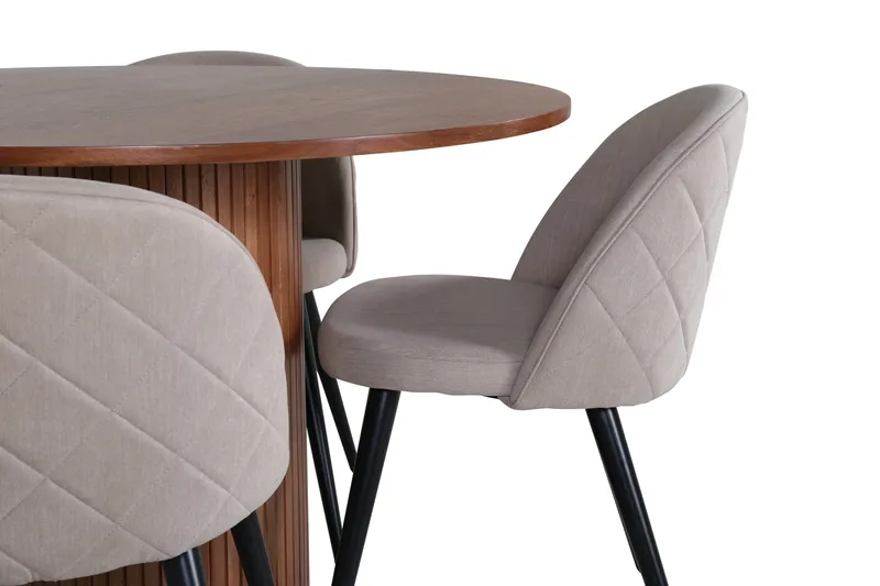 Bianca Matgrupp 110 cm Rund med 4 Velvet stolar - Beige - Products - Möbler - Bord & matgrupp - Matgrupp