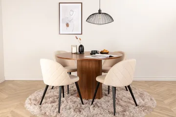 Bianca Matgrupp 110 cm Rund med 4 Velvet stolar - Beige - Products - Möbler - Bord & matgrupp - Matgrupp