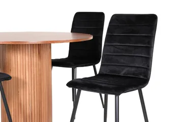 Bianca Matgrupp 110 cm Rund med 4 Windu Lyx stolar - Svart - Products - Möbler - Bord & matgrupp - Matgrupp