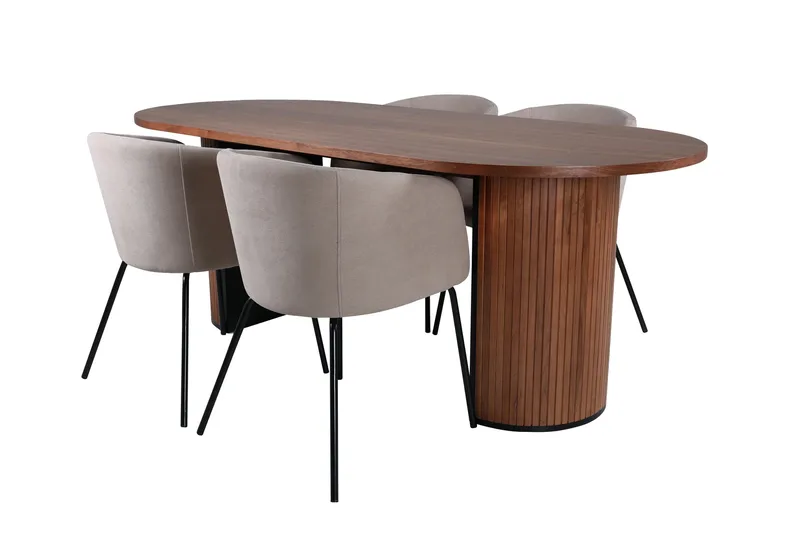 Bianca Matgrupp 200 cm Oval med 4 Berit stolar - Beige - Products - Möbler - Bord & matgrupp - Matgrupp