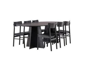 Bootcut Matgrupp + 6 stolar - Svart - Products - Möbler - Bord & matgrupp - Matgrupp
