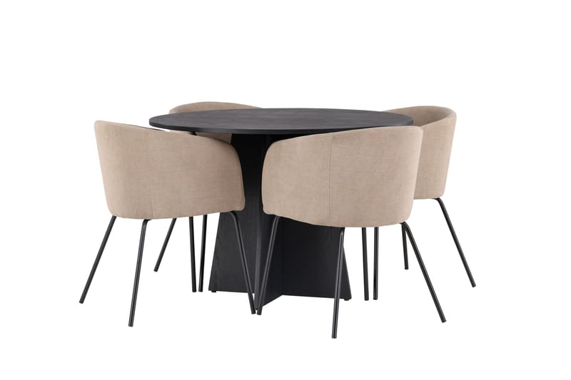 Bootcut Matgrupp 110 cm Rund med 4 Berit stolar - Beige - Products - Möbler - Bord & matgrupp - Matgrupp